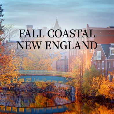 New England buildings with fall colors